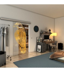 Glasschiebetür SLIM-LINE - Fineprint Model 122 Gold auf Klarglas