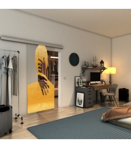 Glasschiebetür SLIM-LINE - Fineprint Model 124 Gold auf Klarglas