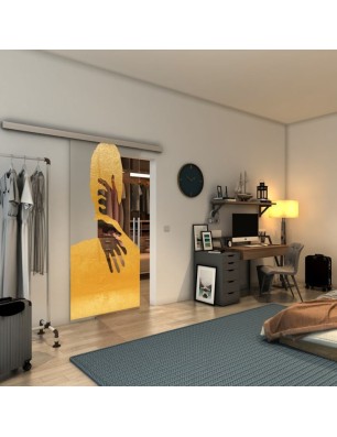 Glasschiebetür SLIM-LINE - Fineprint Model 124 Gold auf Klarglas