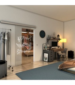 Glasschiebetür SLIM-LINE - Fineprint Model 128 Weiss auf Klarglas