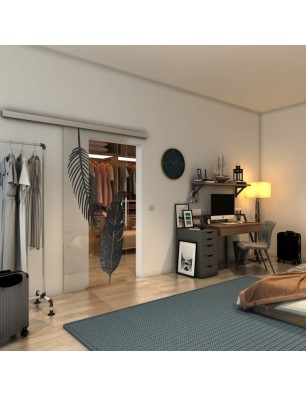 Glasschiebetür SLIM-LINE - Fineprint Model 129 Schwarz auf Klarglas