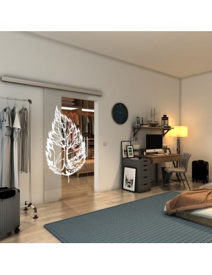 Glasschiebetür SLIM-LINE - Fineprint Model 130 Weiss auf Klarglas
