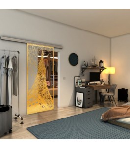 Glasschiebetür SLIM-LINE - Fineprint Model 132 Gold auf Klarglas