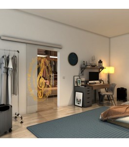 Glasschiebetür SLIM-LINE - Fineprint Model 134 Gold auf Klarglas