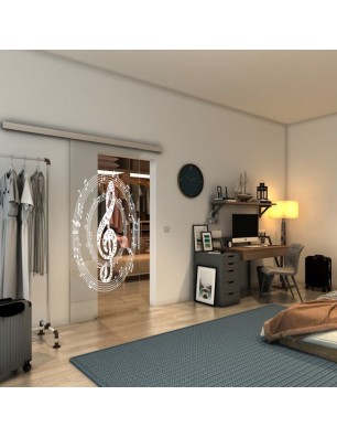 Glasschiebetür SLIM-LINE - Fineprint Model 134 Weiss auf Klarglas