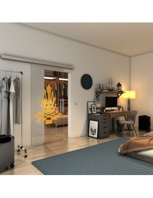 Glasschiebetür SLIM-LINE - Fineprint Model 136 Gold auf Klarglas
