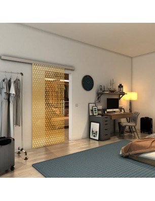 Glasschiebetür SLIM-LINE - Fineprint Model 141 Gold auf Klarglas