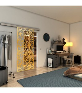 Glasschiebetür SLIM-LINE - Fineprint Model 147 Gold auf Klarglas