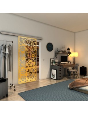 Glasschiebetür SLIM-LINE - Fineprint Model 149 Gold auf Klarglas