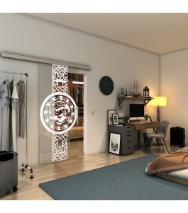Glasschiebetür SLIM-LINE - Fineprint Model 151 Weiss auf Klarglas