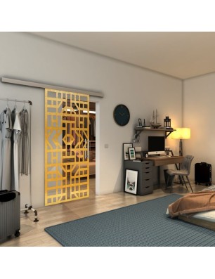 Glasschiebetür SLIM-LINE - Fineprint Model 152 Gold auf Klarglas