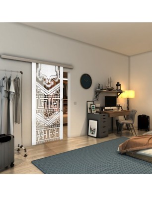 Glasschiebetür SLIM-LINE - Fineprint Model 156 Weiss auf Klarglas