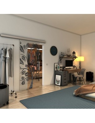 Glasschiebetür SLIM-LINE - Fineprint Model 159 Schwarz auf Klarglas