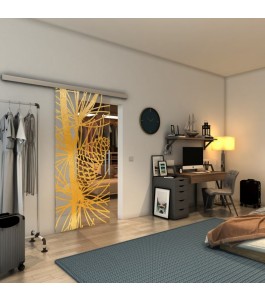 Glasschiebetür SLIM-LINE - Fineprint Model 169 Gold auf Klarglas
