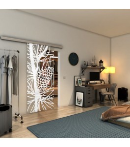 Glasschiebetür SLIM-LINE - Fineprint Model 169 Weiss auf Klarglas