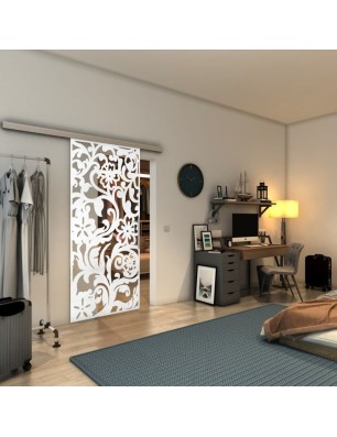 Glasschiebetür SLIM-LINE - Fineprint Model 170 Weiss auf Klarglas