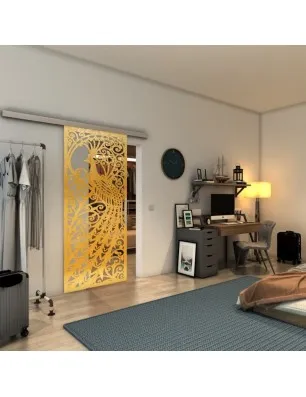 Glasschiebetür SLIM-LINE - Fineprint Model 172 Gold auf Klarglas