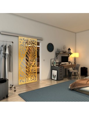 Glasschiebetür SLIM-LINE - Fineprint Model 173 Gold auf Klarglas
