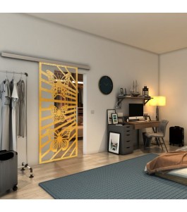 Glasschiebetür SLIM-LINE - Fineprint Model 176 Gold auf Klarglas