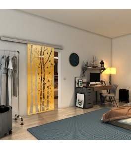 Glasschiebetür SLIM-LINE - Fineprint Model 182 Gold auf Klarglas