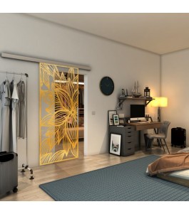 Glasschiebetür SLIM-LINE - Fineprint Model 184 Gold auf Klarglas