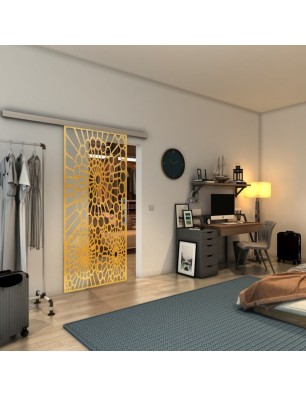 Glasschiebetür SLIM-LINE - Fineprint Model 188 Gold auf Klarglas