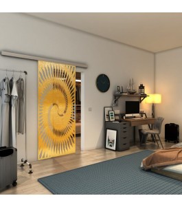 Glasschiebetür SLIM-LINE - Fineprint Model 197 Gold auf Klarglas