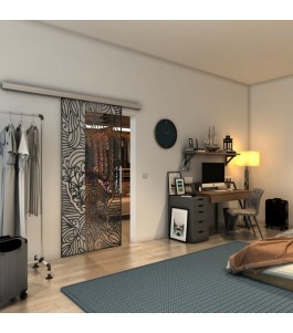 Glasschiebetür SLIM-LINE - Fineprint Model 201 Schwarz auf Klarglas