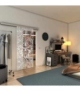 Glasschiebetür SLIM-LINE - Fineprint Model 201 Weiss auf Klarglas