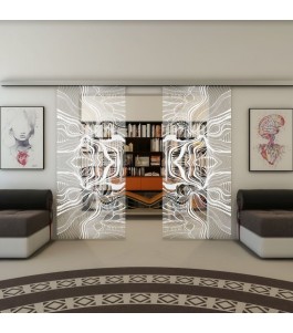 Glasschiebetür SLIM-LINE - Fineprint Model 010 Weiss auf Klarglas