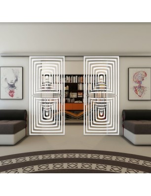 Glasschiebetür SLIM-LINE - Fineprint Model 014 Weiss auf Klarglas