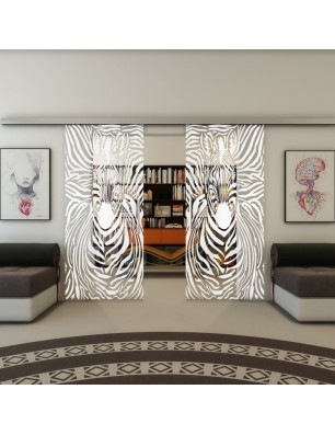 Glasschiebetür SLIM-LINE - Fineprint Model 023 Weiss auf Klarglas