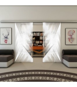 Glasschiebetür SLIM-LINE - Fineprint Model 026 Weiss auf Klarglas