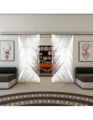 Glasschiebetür SLIM-LINE - Fineprint Model 026 Weiss auf Klarglas
