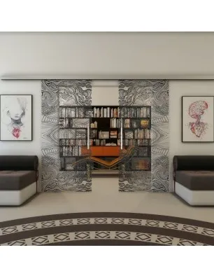 Glasschiebetür SLIM-LINE - Fineprint Model 030 Schwarz auf Klarglas