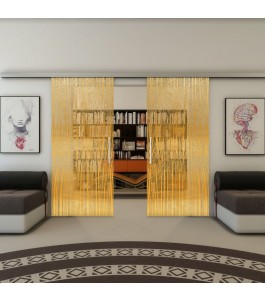 Glasschiebetür SLIM-LINE - Fineprint Model 032 Gold auf Klarglas