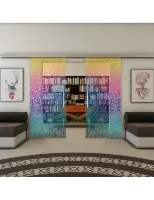 Glasschiebetür SLIM-LINE - Fineprint Model 036 Verlauf auf Klarglas