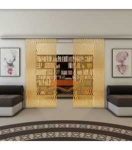 Glasschiebetür SLIM-LINE - Fineprint Model 041 Gold auf Klarglas