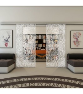 Glasschiebetür SLIM-LINE - Fineprint Model 051 Weiss auf Klarglas