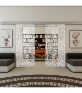 Glasschiebetür SLIM-LINE - Fineprint Model 055 Weiss auf Klarglas