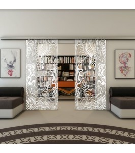 Glasschiebetür SLIM-LINE - Fineprint Model 056 Weiss auf Klarglas