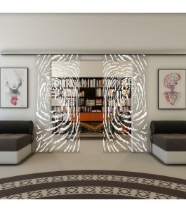 Glasschiebetür SLIM-LINE - Fineprint Model 057 Weiss auf Klarglas