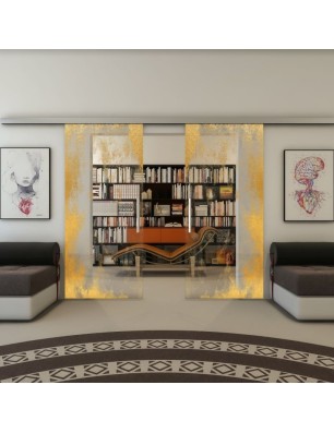 Glasschiebetür SLIM-LINE - Fineprint Model 061 Gold auf Klarglas