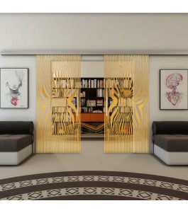 Glasschiebetür SLIM-LINE - Fineprint Model 065 Gold auf Klarglas