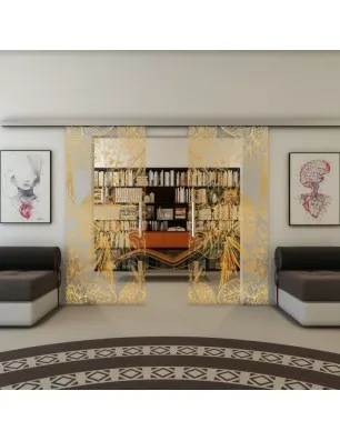 Glasschiebetür SLIM-LINE - Fineprint Model 083 Gold auf Klarglas