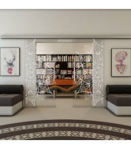 Glasschiebetür SLIM-LINE - Fineprint Model 088 Weiss auf Klarglas