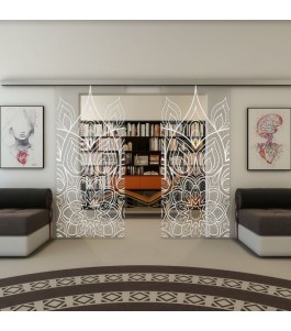 Glasschiebetür SLIM-LINE - Fineprint Model 089 Weiss auf Klarglas