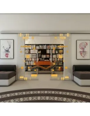 Glasschiebetür SLIM-LINE - Fineprint Model 092 Gold auf Klarglas