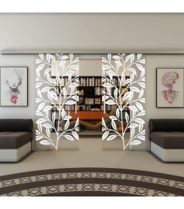 Glasschiebetür SLIM-LINE - Fineprint Model 099 Weiss auf Klarglas