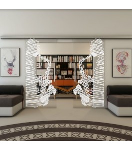 Glasschiebetür SLIM-LINE - Fineprint Model 106 Weiss auf Klarglas